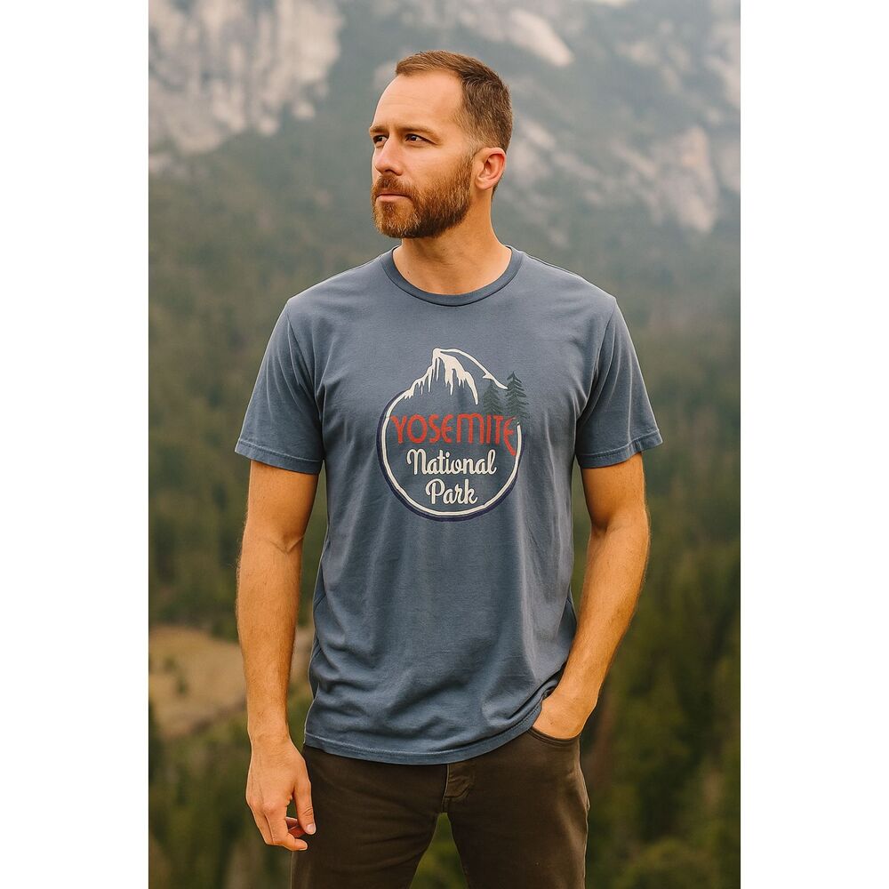 Yosemite National Park Blue 100% Cotton T Shirt Tee Top  Mens Size Medium